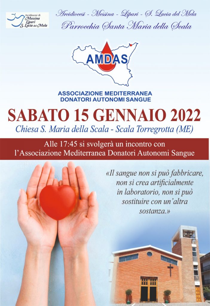 Sabato 15 Gennaio – Incontro Associazione Mediterranea Donatori Autonomi Sangue